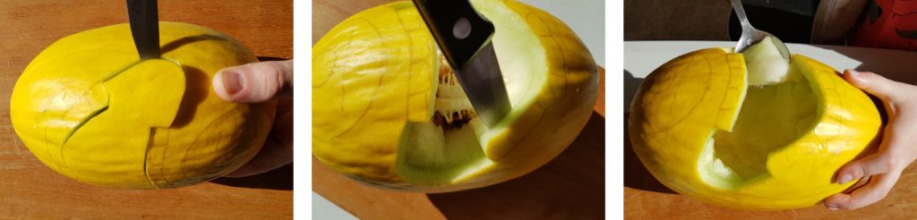 Cutting out the mouth - Minion Melon - Dynamic Dad