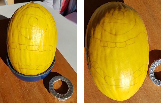 Outline face on the melon - Minion Melon - Dynamic Dad