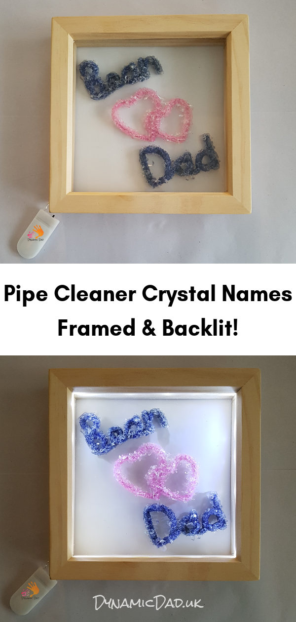 Pipe Cleaner Crystal Names Framed & Backlit - Dynamic Dad
