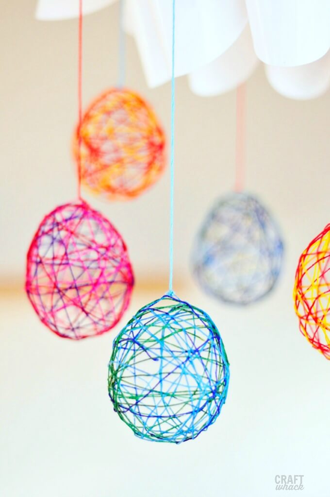 hanging string easter eggs