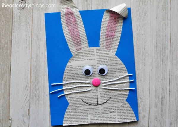 super simple easter bunny crafts for kids Easter bunny newspaper craft