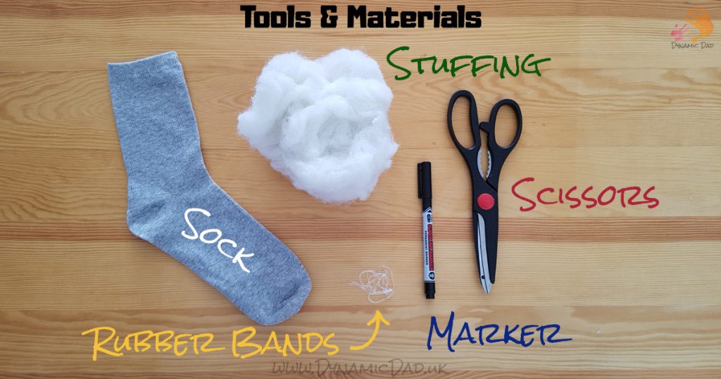 How to make a no sew sock dog - Tools & Materials - Dynamic Dad